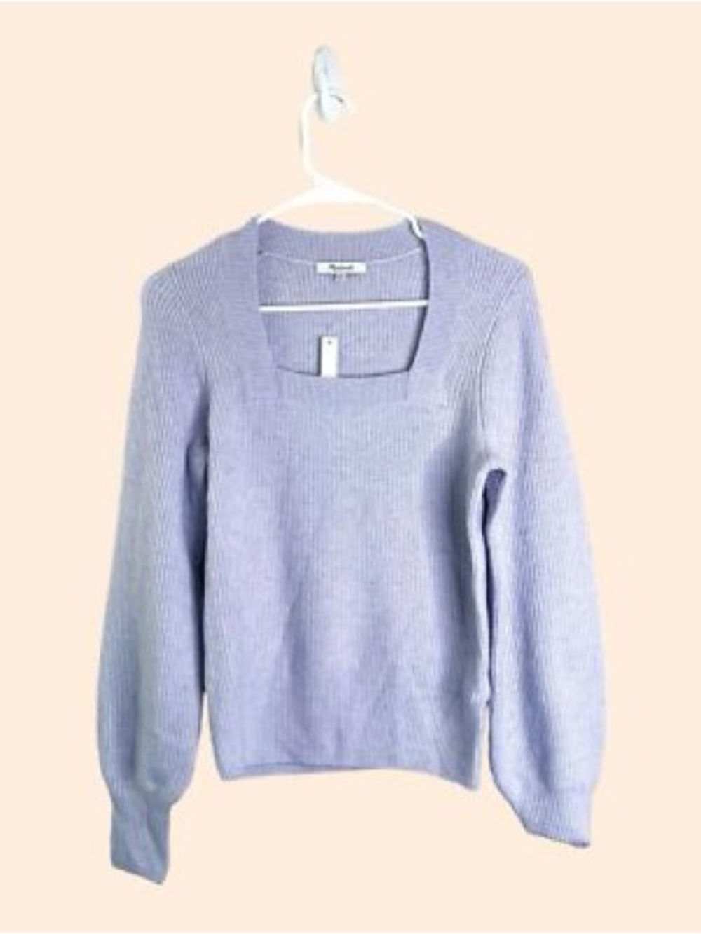 Madewell Melwood Square Neck Sweater Heather Hyacinth M